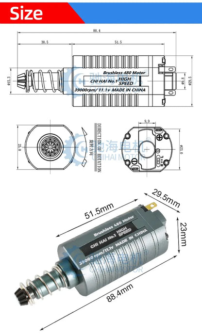 CH Long/Short High Speed AEG Brushless Motor 39000RPM 48000RPM