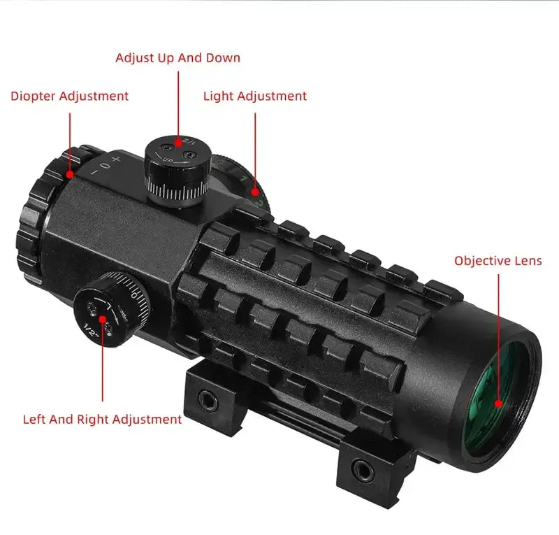 Fire Wolf 3X28 Green Red Dot Cross Sight Rifle Scope
