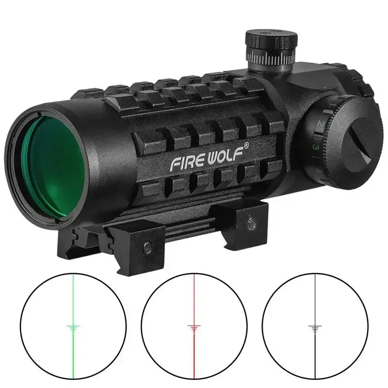 Fire Wolf 3X28 Green Red Dot Cross Sight Rifle Scope