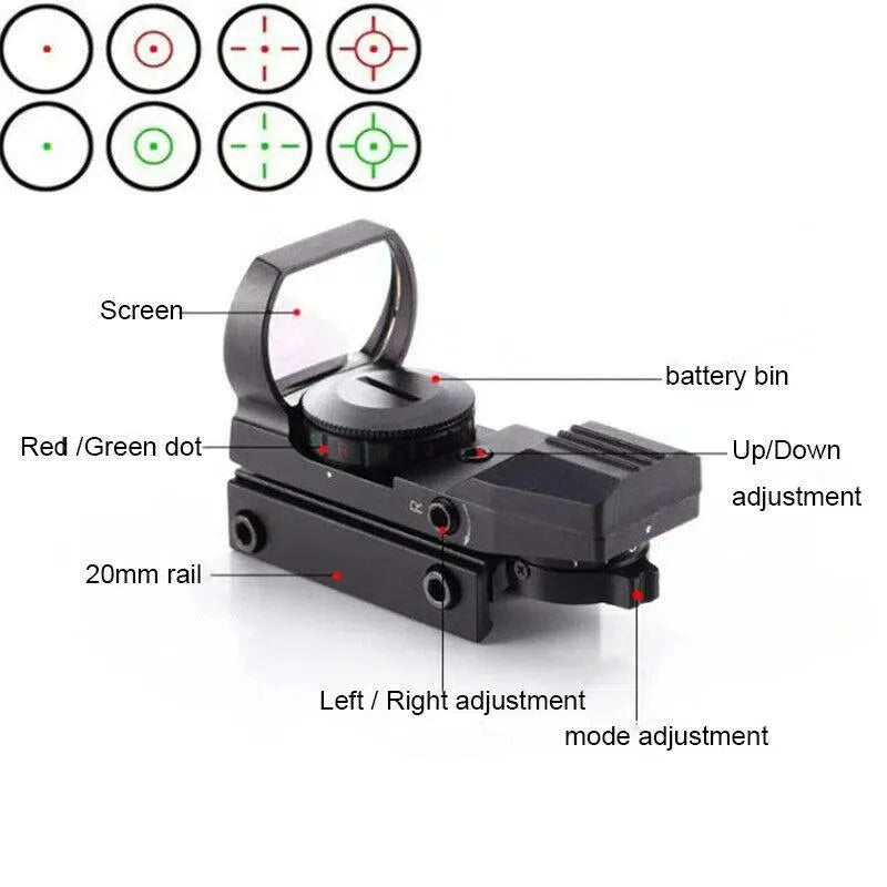 HD101 Metal 4 Reticle Holographic Red Green Dot Sight