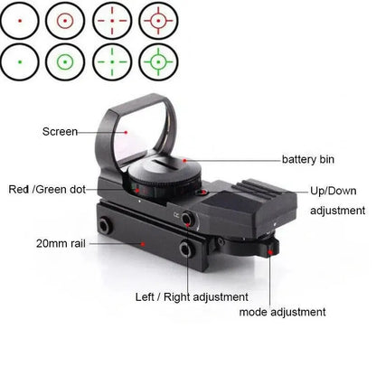 HD101 Metal 4 Reticle Holographic Red Green Dot Sight
